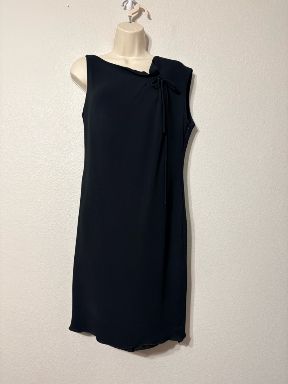 VTG Guy Laroche Paris Collection Black Silk
Asymmetric Drape
Neck Sheath Dress 8